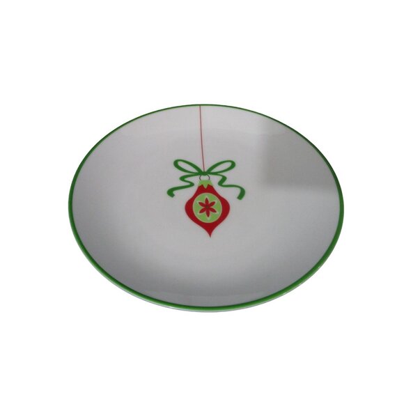 Crate & Barrel Christmas Ornament Luncheon Dessert Salad Plates Four EUC - Picture 4 of 16